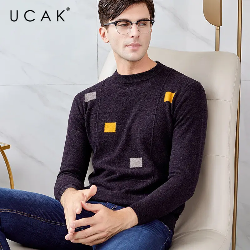 UCAK Brand Sweater Men 2019 Autumn Winter Thick Warm Cashmere Sweaters Merino Wool Pullover Men Fashion O-Neck Pull Homme U3019 UCAK Brand Sweater Men 2019 Autumn Winter Thick Warm Cashmere Sweaters Merino Wool Pullover Men Fashion O-Neck Pull Homme U3019