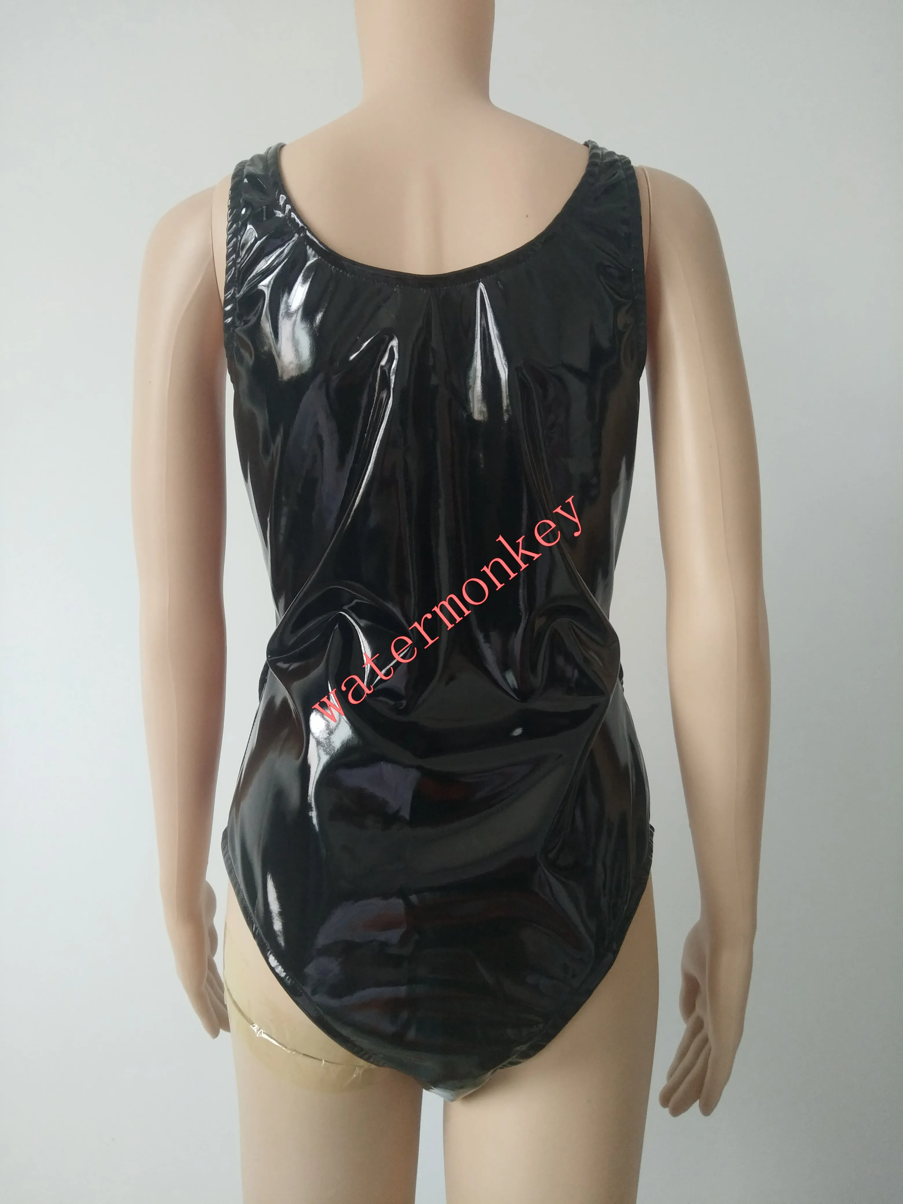 Wetlook, ПВХ, латекс, боди, майка, женский, без рукавов, цельный, боди ...