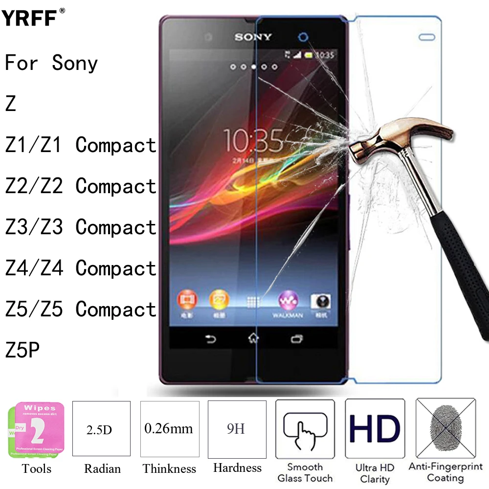 Закаленное стекло 2.5D для защиты экрана пленка Sony Xperia Z1 Z2 Z3 Z4 Z5 Compact Mini Z Z5P 10 шт.|screen