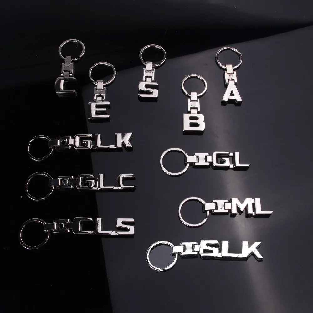 

Key Rings New For Mercedes Benz A B C E S R GL Keychains SLK GLK CLS GLC ML GLE 3D Car Keychain Metal Keyring Key Chain Rings