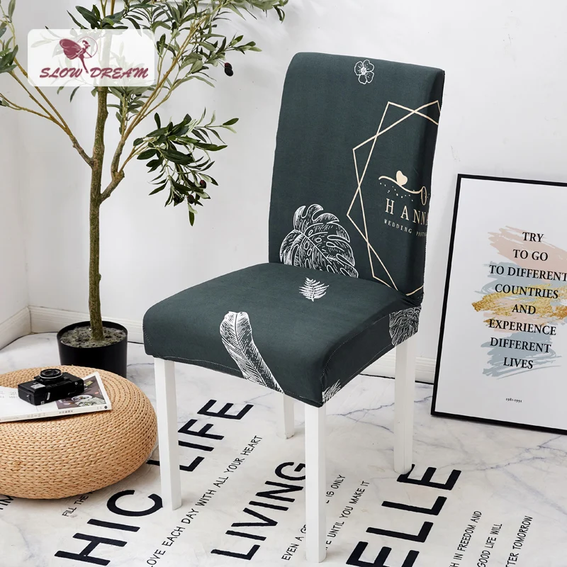 

Slowdream Elastic Band Chair Cover Anti-Dirty Single Seat Cover Removable Kitchen Modern Dining Decor Nordic Furniture Cover