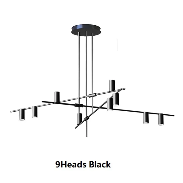 Креативная художественная линия, Геометрическая золотистая черная барная Подвесная лампа, пост-современная столовая декоративная Подвесная лампа - Цвет корпуса: 9Heads Black