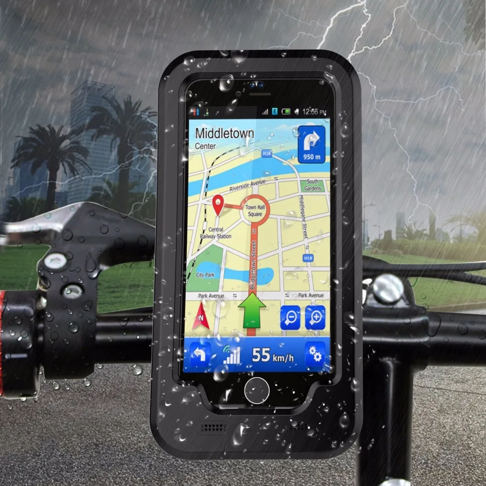 AntiShock Waterproof Bicycle Phone Holder mobile Stand Support for iPhone X 8 7 6s Motorcycle GPS riding rainy day |