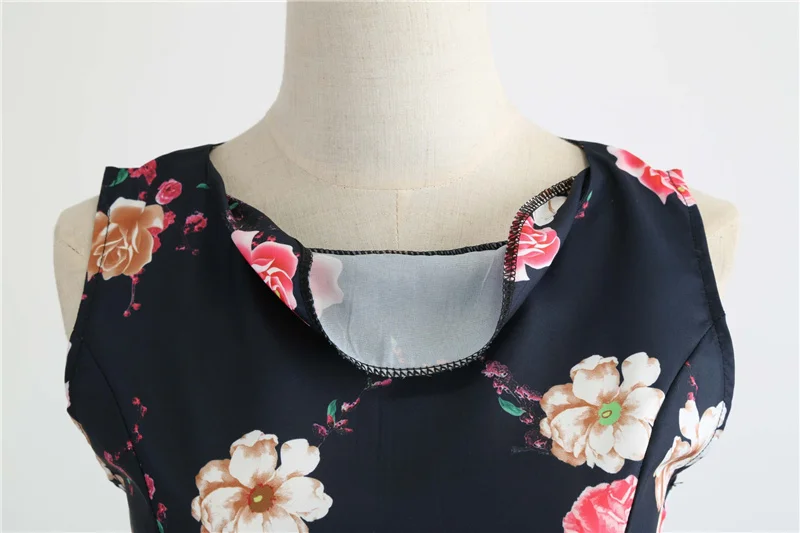 Kostlich O-Neck Floral Print Dresses 2018 Summer Hepburn Vintage Dress Women Big Swing Dress Plus Size S-2XL With Sashes (7)