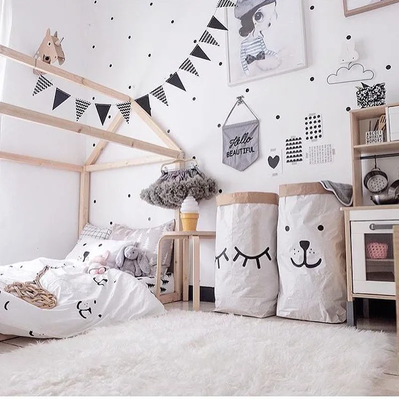 اعتصامات الساخنة كرافت ورقة حقيبة تخزين لطيف الحقيبة حزمة طفل أنماط لعبة دائمة الغسيل الملابس أشتات حقيبة المنظم ديكور المنزل هدية