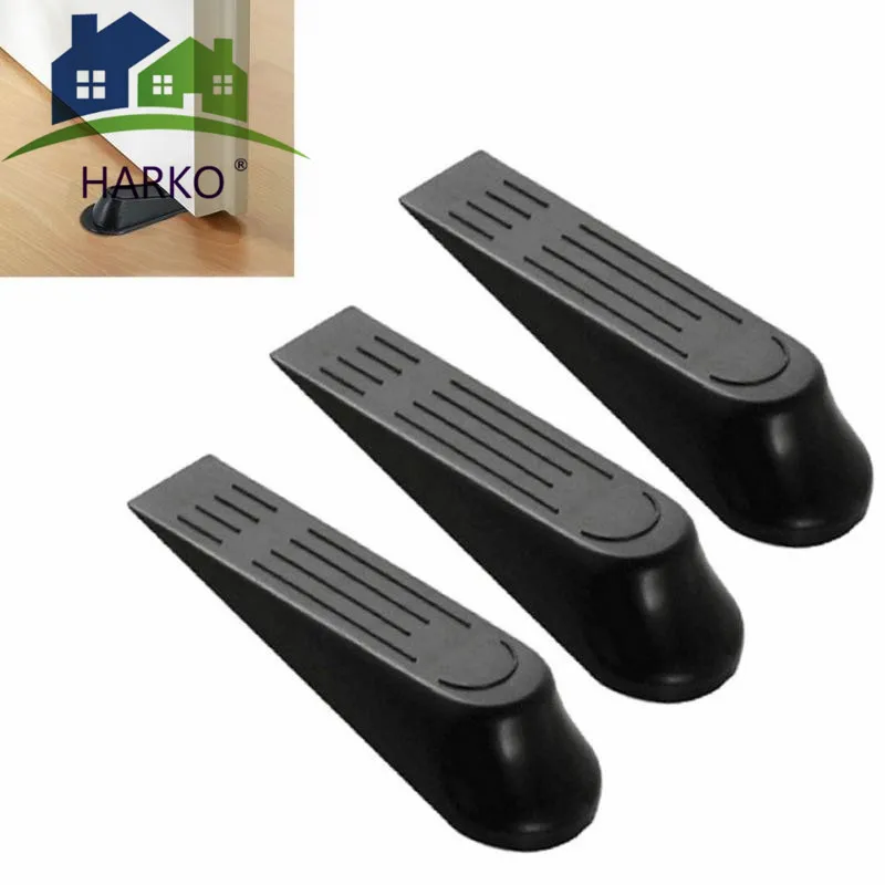 5 шт. клиновидные пластиковые дверные стопы Нескользящие черные резиновые буферы для офиса дома