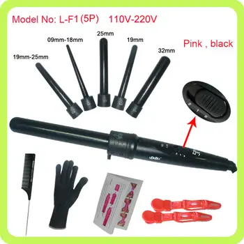 

Hot 410F 5 Part Hair Curling Iron Machine 5P Ceramic barrel Hair Curler Set 5 Sizes 09-32mm Curling Wand Roller wave hairstyle