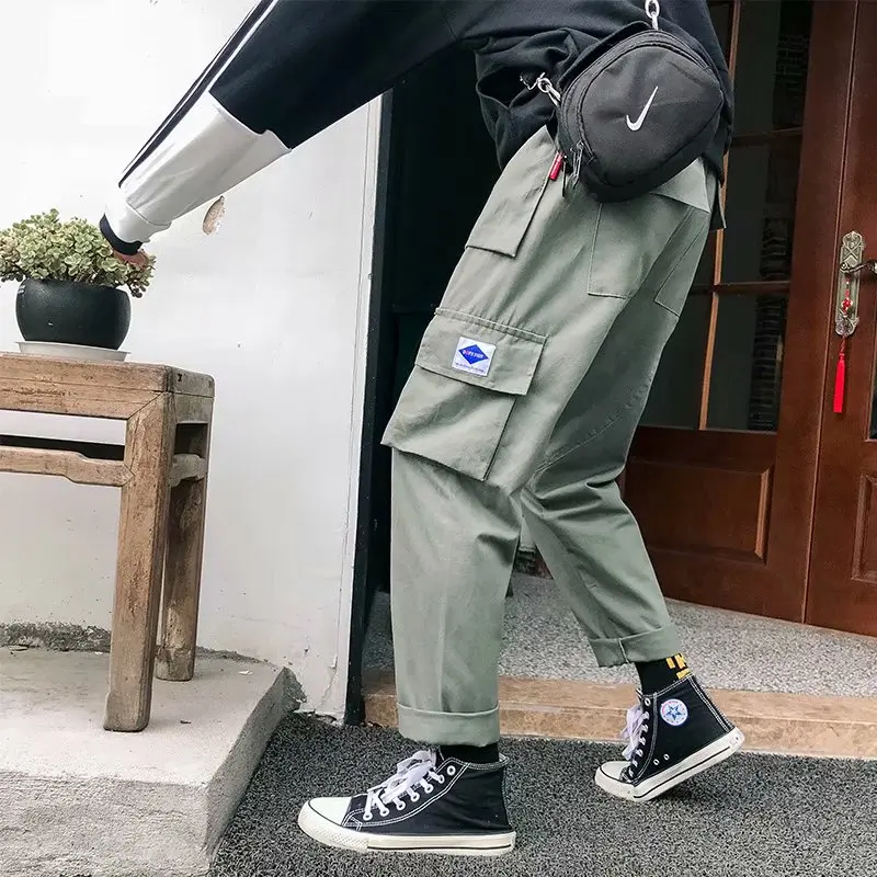 Брюки мужские однотонные простые универсальные корейские Stlye Большие размеры повседневные Карманы для отдыха брюки в стиле Харадзюку