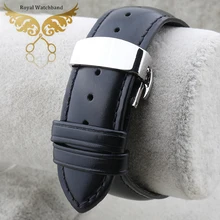 New High Quality Black Smooth Soft Mens Genuine Leather Watch BANDS Straps Bracelets Free Shipping