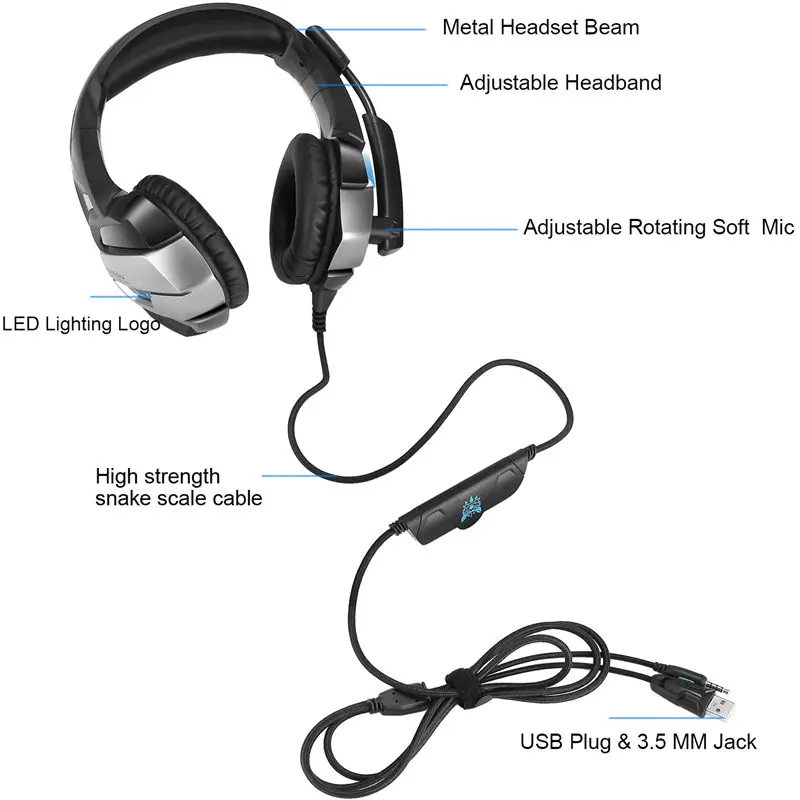 Gaming Headset PS4 casque Gamer Headset XBox one Headset Gaming Headphone For Computer With Microphone Splitter Adapter Cable