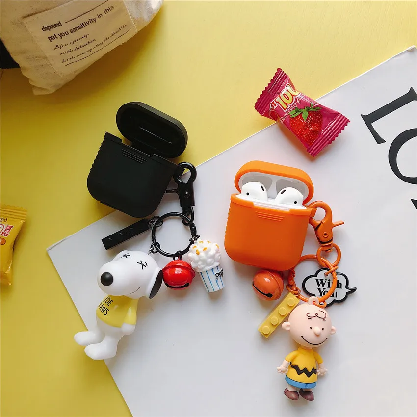

Bluetooth earphones storage box cover for airpods key ring Cartoon pendant for airpods dust guard Protective Cover color Skin