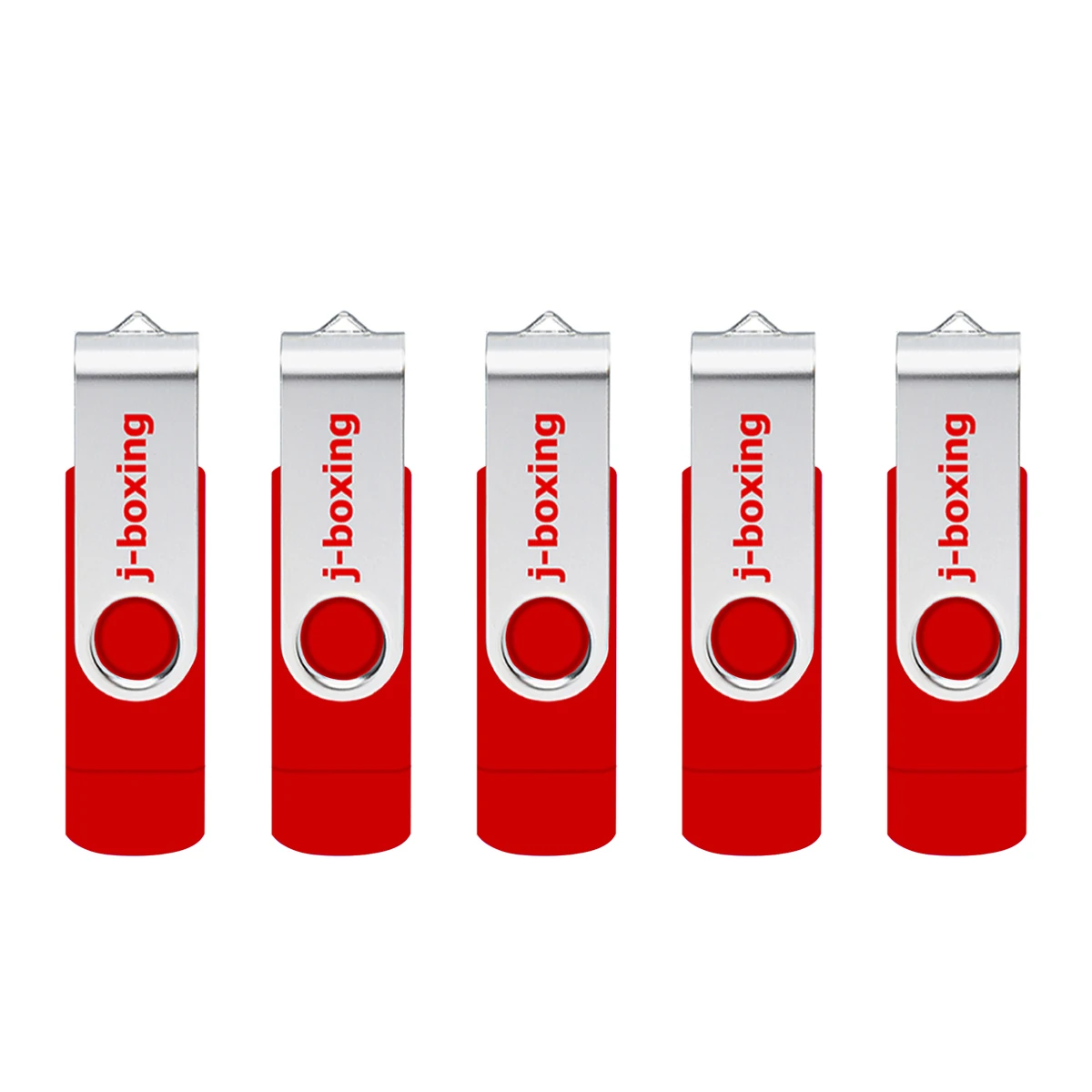 

J-boxing 5PCS Dual Port OTG USB Flash Pendrive 8gb 16gb 32gb 64gb Micro USB Flash Drive Rotating for Samsung Huawei Tablet Red