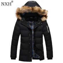 NXH 2017 New Arrival Mens Winter Thick Casual coat Zipper Solid Fashion Style Men Parka High