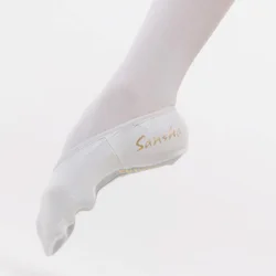 Sansha Dance Shoe Protector - Stretch Fabric with Suede Leather Sole (White/Pink) - 9 - 11 (White)
