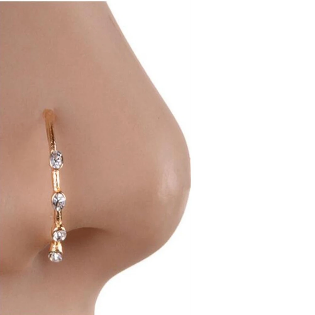 

PIXNOR Crystal Stainless Steel Nose Ring Cool Nostril Piercing Spark Stud Body Decoration Jewelry Accessories