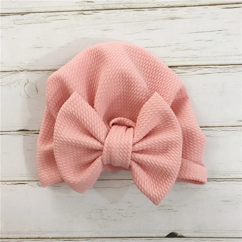 Детская шапочка для девочек эластичные узлом детская шапочка-тюрбан для Подставки для фотографий шапка для новорожденного Кепки Детские аксессуары для мальчика - Цвет: pink bowknot hat