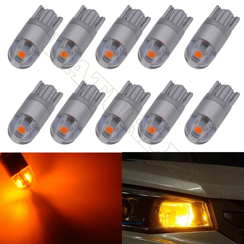 Katur 10pcs T10 W5W LED Bulbs For Cars Interior Lighting Indicator Dome Trunk Light 12v LED Free 194 Led Orange