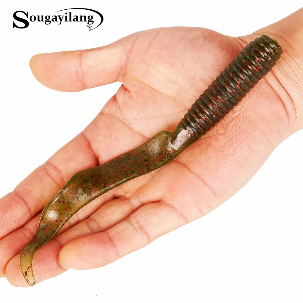 

Sougayilang Soft Fishing Lure 10pcs/lot 20cm 13g Lifelike Gray Soft Big Worm Lures Silver Crap Bait Fishing Tackle Free Shipping