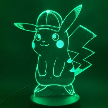 

Game Pokemon Go Pikachu with Cap Figure 3d Led Night Light Lamp 7 Colors Changing Touch Sensor Usb or Battery Nightlight Lamp 3d