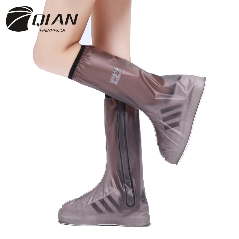 QIAN/непромокаемые ботинки; модель года; высокие водонепроницаемые мотоциклетные ботинки для мужчин и женщин; Нескользящие галоши для защиты от дождя; водонепроницаемые ботинки