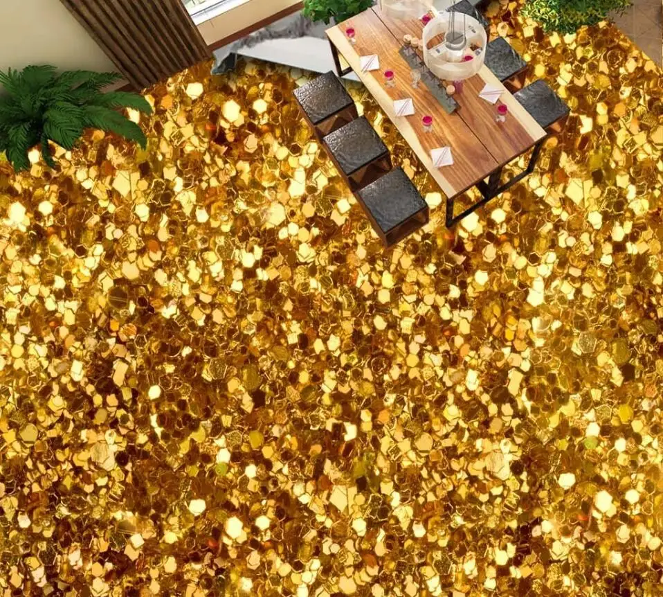 Beibehang 3D Великолепный золотой пол трехмерного пола Пользовательские крупномасштабные фрески ПВХ водонепроницаемый утолщенной носить