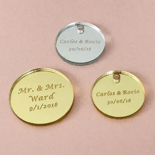 100pcs personalized round tag baby baptism hangs round wedding gift