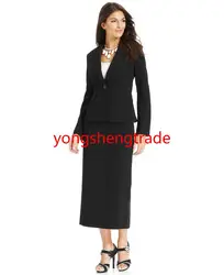 Индивидуальный заказ Для женщин костюм на пуговицах, с разрезом Куртка с воротником и прямые брюки подходящий по размеру юбки оба