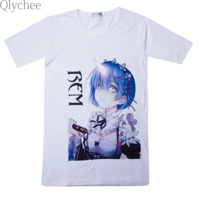 Qlychee Re Zero kara Hajimeru Isekai Seikatsu T shirt font b Anime b font Emilia Rem