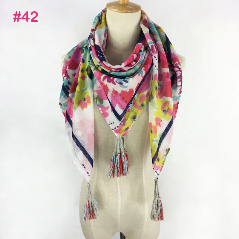 Модные весенние обертывания квадратный кисточкой звезда цепи печатных хиджаб шаль красивый красочный шарф с помпонами - Цвет: as photo