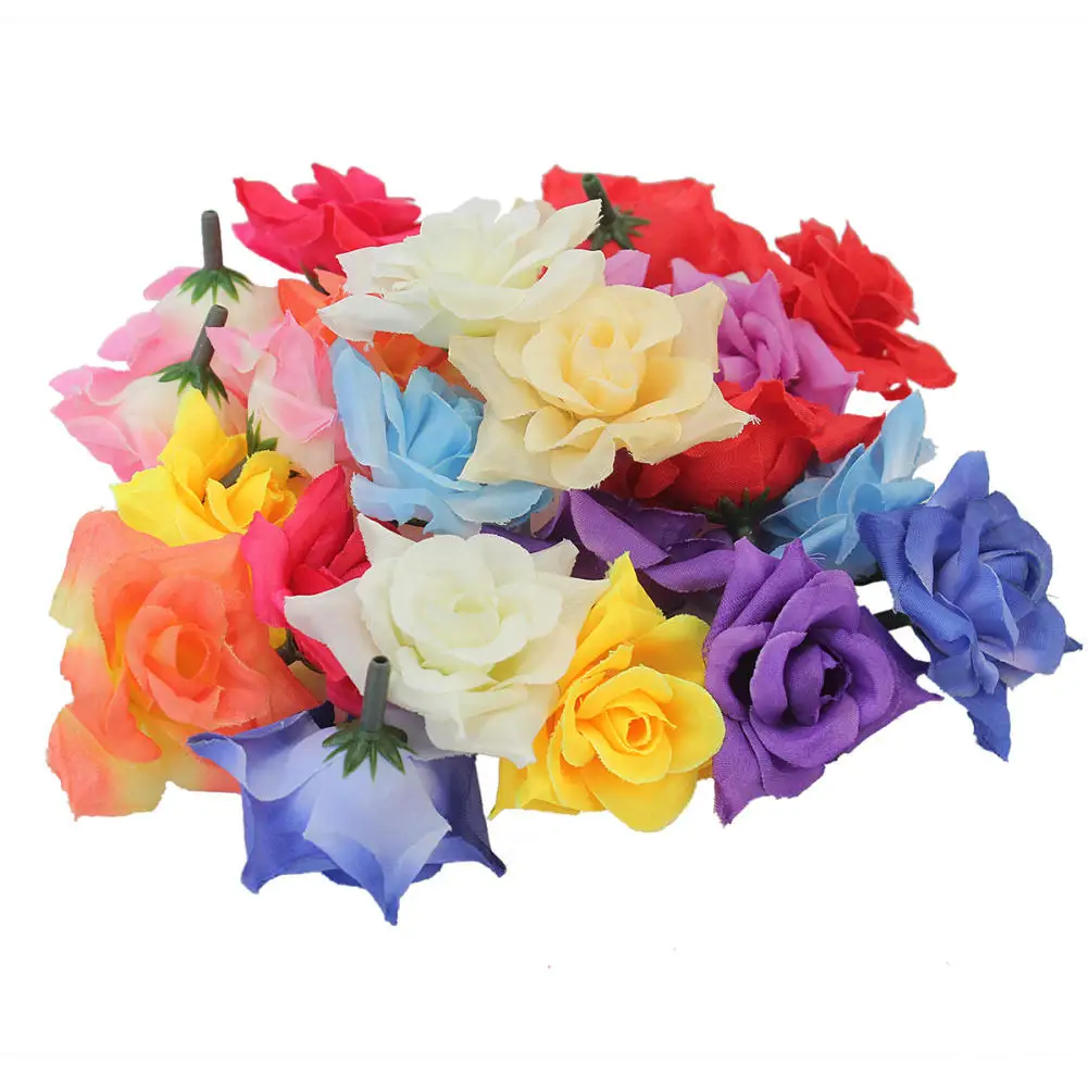24Pcs Artificial Rose Head Mixed Color Rose Flower Heads Artificial Flowers Decoration Mariage