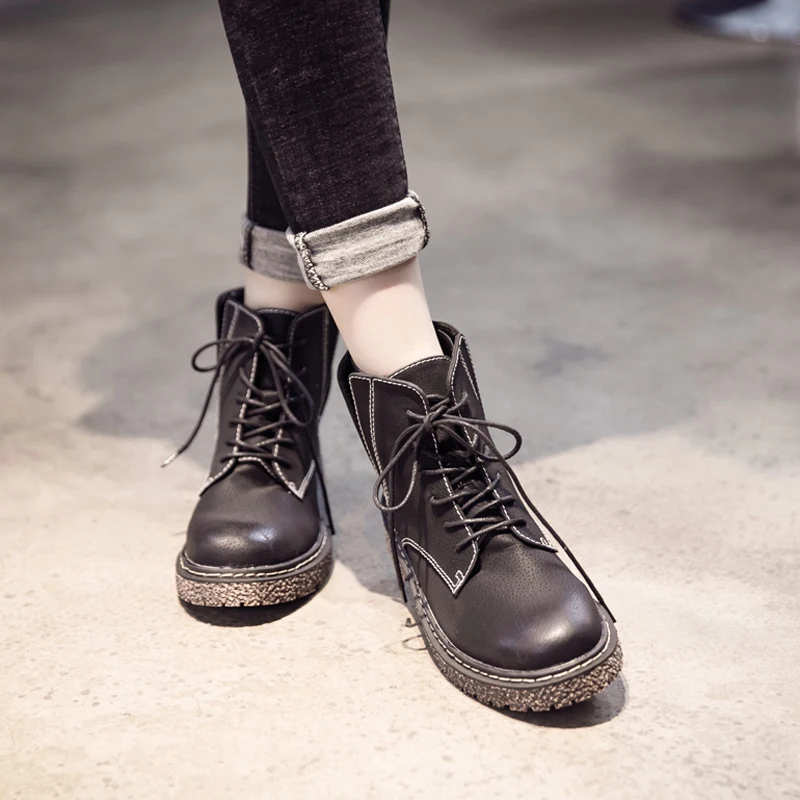 short black boots with laces