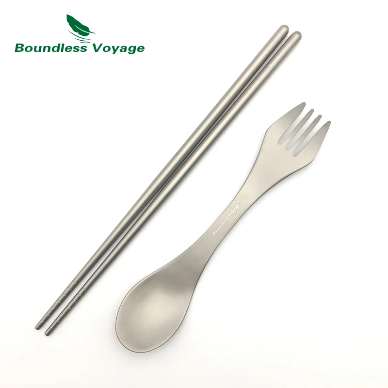 

Boundless Voyage Titanium Chopsticks Fork and Spoon Lightweight Ti Tableware Flatware Cutlery