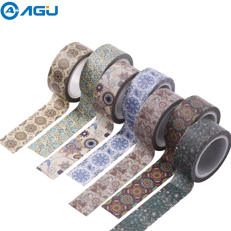 

AAGU 1PC 15mm*5m New Design Colorful Floral Washi Tape Wide Flower Masking Tape DIY Fita Decorativa Sticky Paper Adhesive Tape