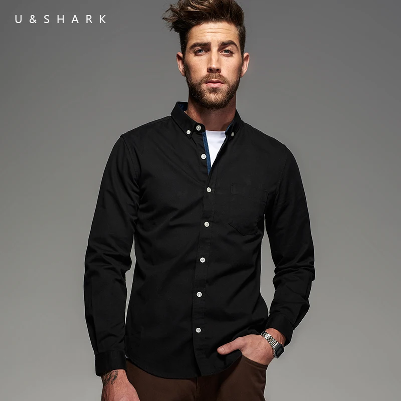 black oxford shirt men