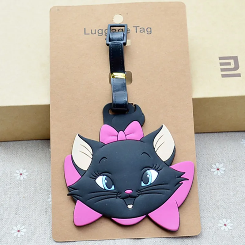 New Cartoon Cute Marie Cat PVC Baggage Tags Portable Suitcase Name Address ID Handbag Label Travel Accessories Luggage Tag