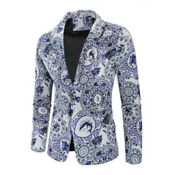 Белое синее фарфоровое для мужчин дизайн блейзера этап s костюмы пиджаки для женщин смокинги пальто будущих мам куртка хлопок лен Новый
