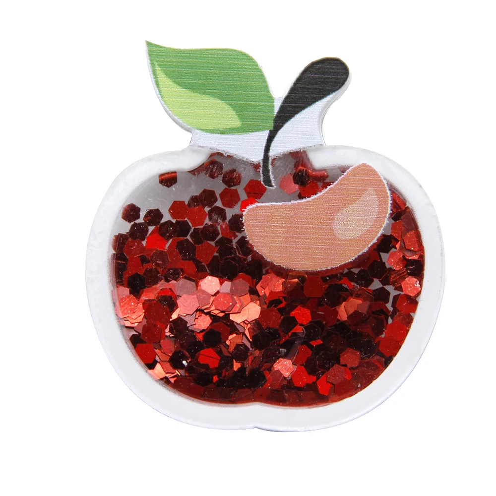 Новая школьная прозрачная пластиковая Смола Apple с блестками Сделай Сам заколка