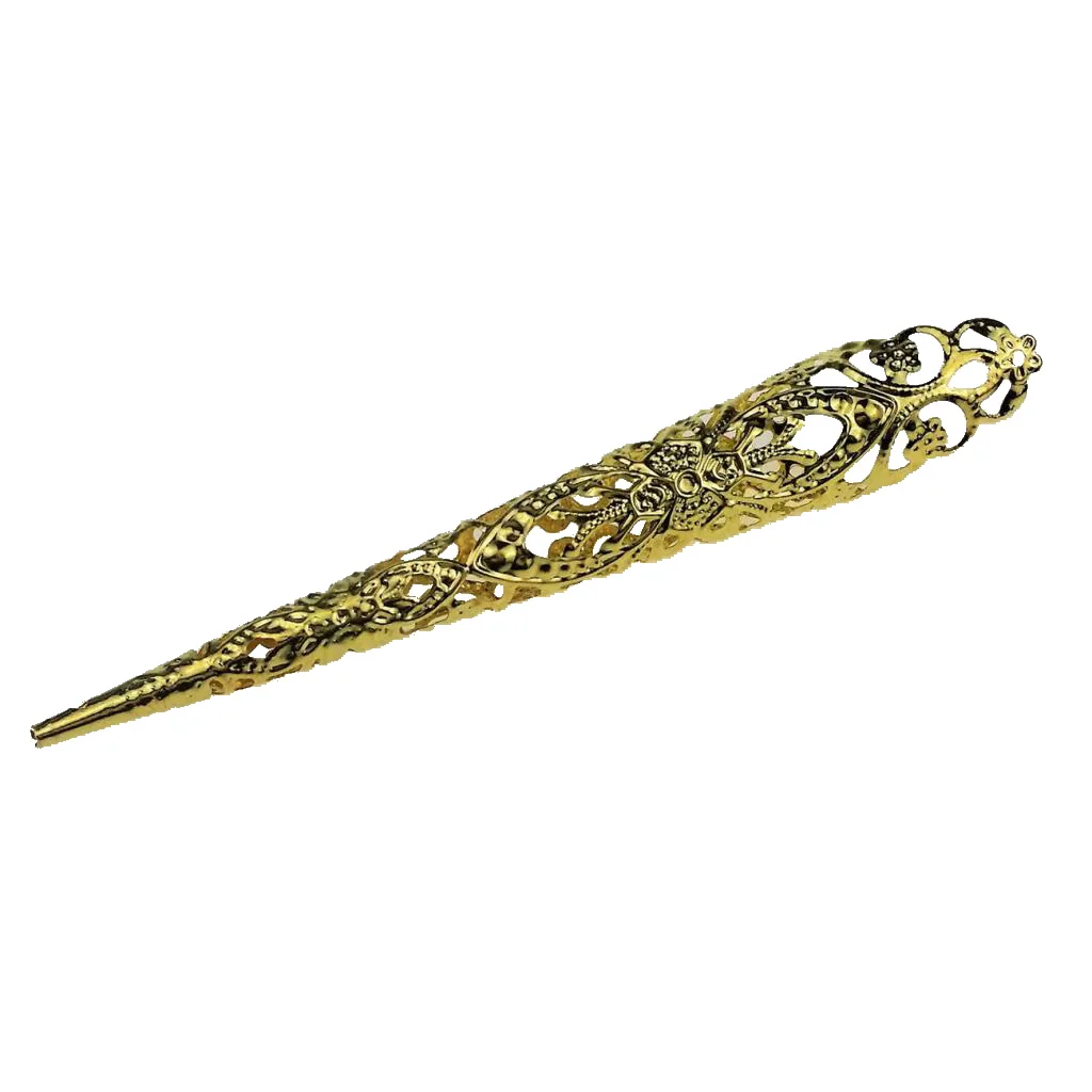 12cm Retro Chic Hollow Steampunk Finger Nail Talon Fingertip Ring Long Nail Tip Jewelry Queen Princess Cosplay Props