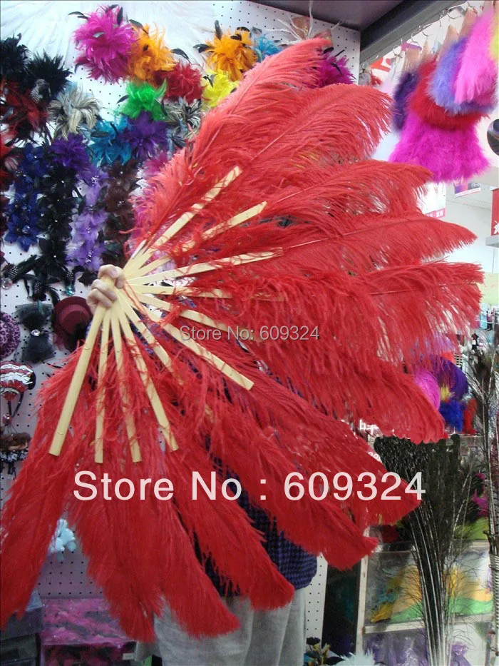 Us 5200 Piume Di Struzzo Fan Mano Con 12 Pz Bambù Doghe Laltro Colore è Disponibile Red Ostrich Feather Fan In Piuma Da Casa E Giardino Su