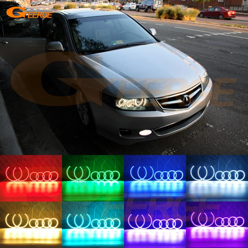 For ACURA TSX CL9 2004 2005 2006 2007 2008 Excellent Multi-Color Ultra bright RGB LED Angel Eyes kit Halo Rings for lexus lx470 2003 2004 2005 2006 2007 excellent multi color ultra bright rgb led angel eyes kit halo rings