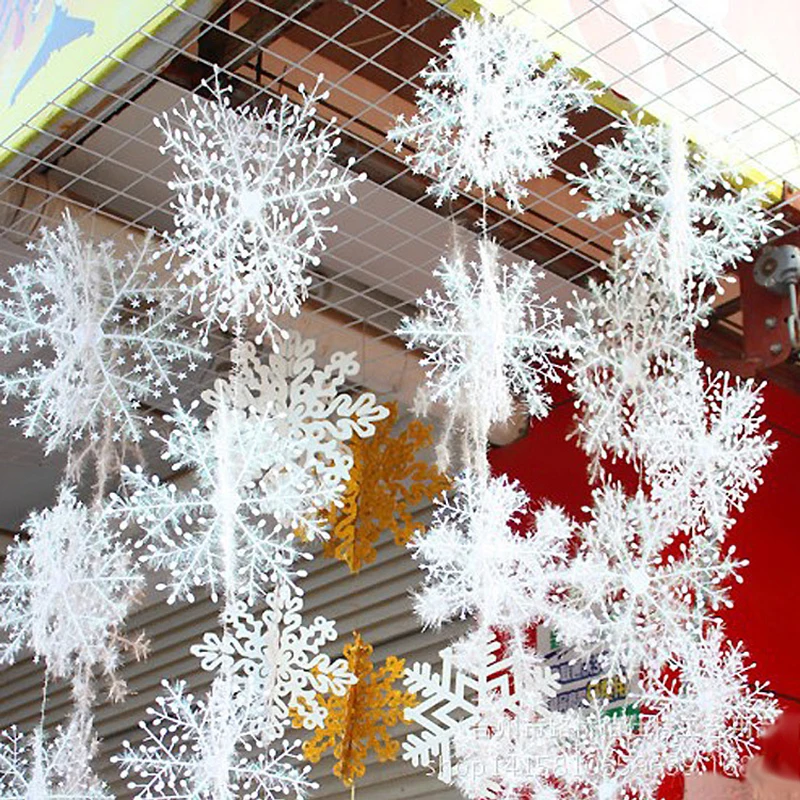 

30 Pcs 11cm Christmas White Snowflake Hanging Xmas Tree Ornaments New Year Christmas Decoration For Home