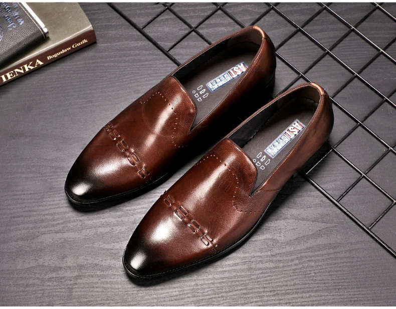 Men's Leather Casual Shoes Formal Oxfords Shoe Moccasins Men's Leather Brand Casual Genuine Leather Shoes Men 2018 Brogue Shoe   (1)