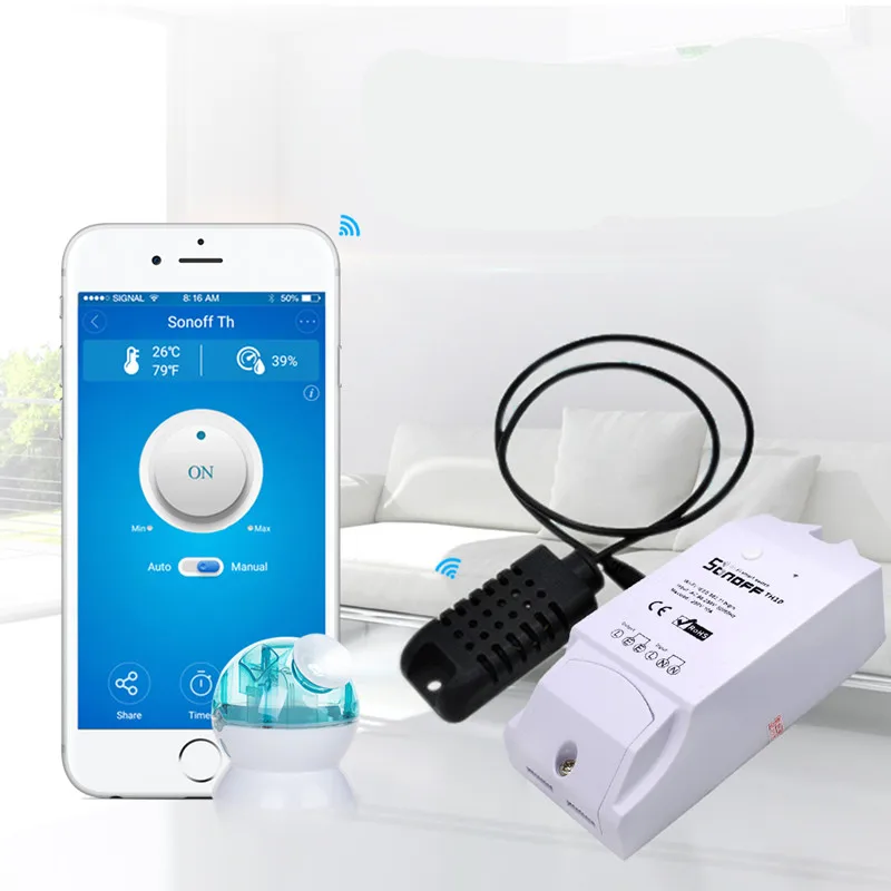 Sonoff TH10 WiFi беспроводной умный дом автоматизация умный переключатель контроллер и водонепроницаемый контроль влажности через смартфон