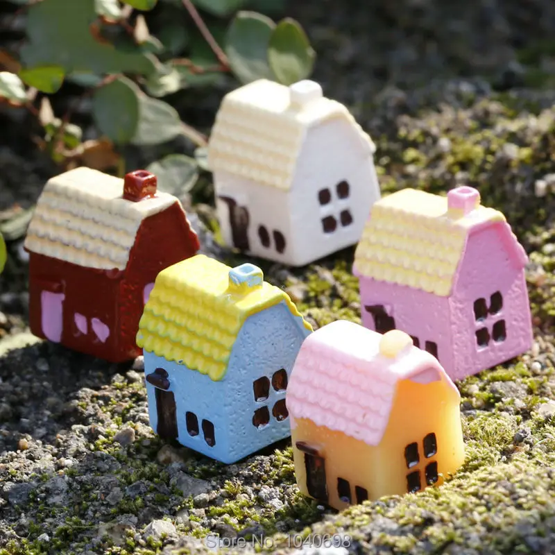 

10pcs/lot resin solid snow room house 19mm Ornaments Micro landscape Ornaments Creative Home Gardening Decorations