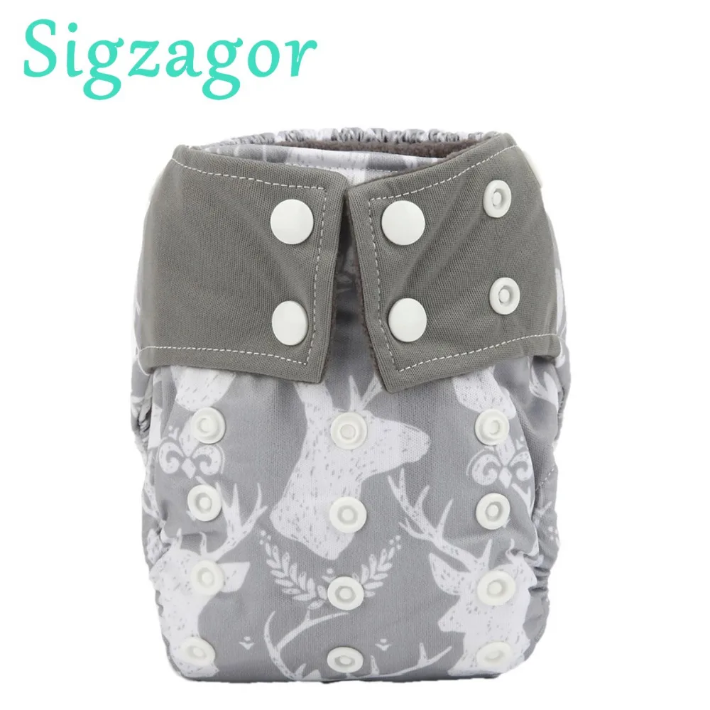 

[Sigzagor]10 Newborn ALL IN ONE Baby Infant Pocket Cloth Diapers Nappy,Sewn Charcoal Bamboo Insert,30 Designs,2 Gussets,8-10lbs