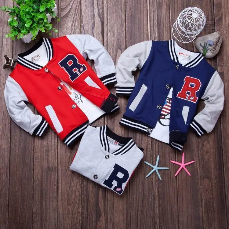 0 2T new boy baseball jacket retail baby's outwear kids coat long