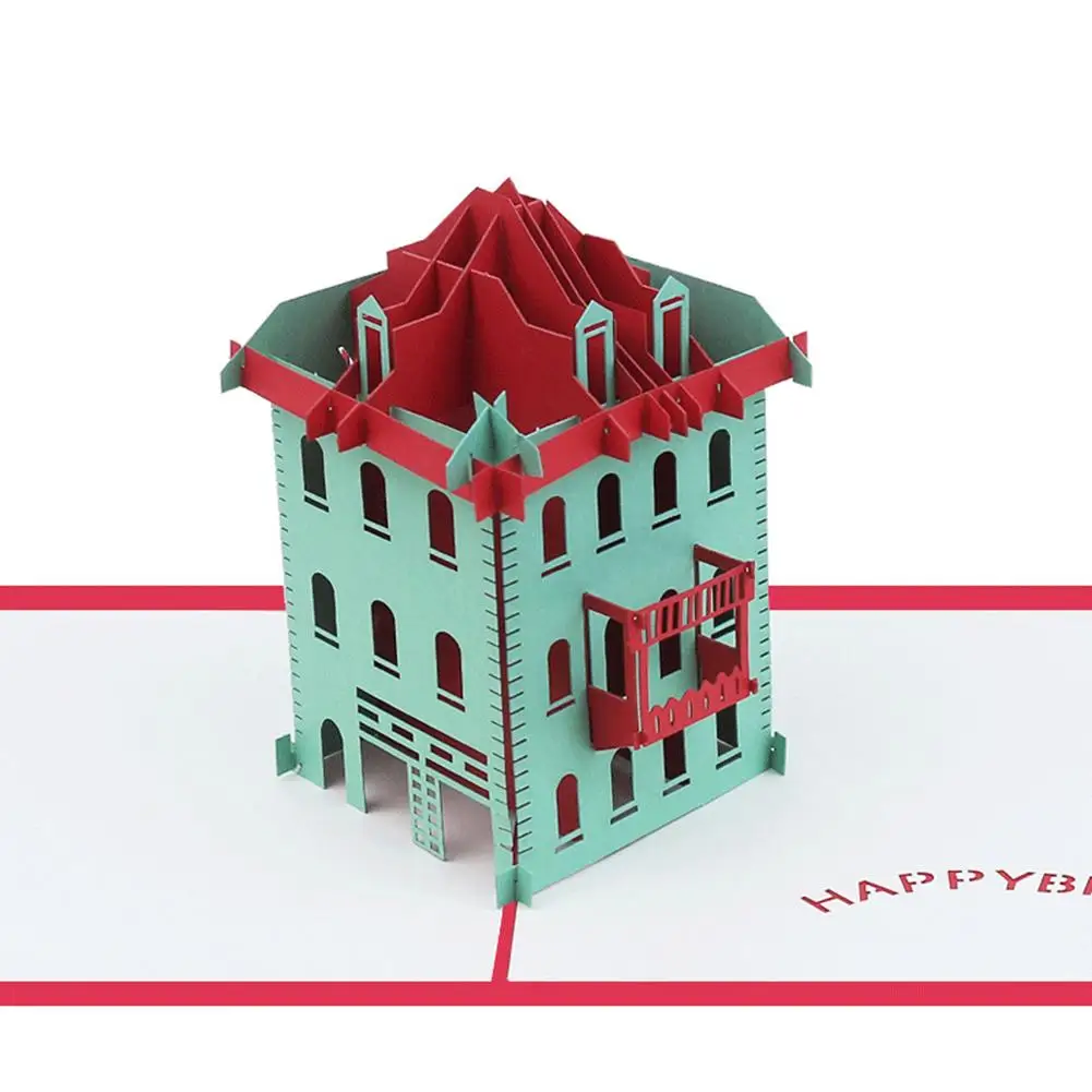 Креативный ручной креативный 3D Pop Up House с днем рождения работы Поздравительная
