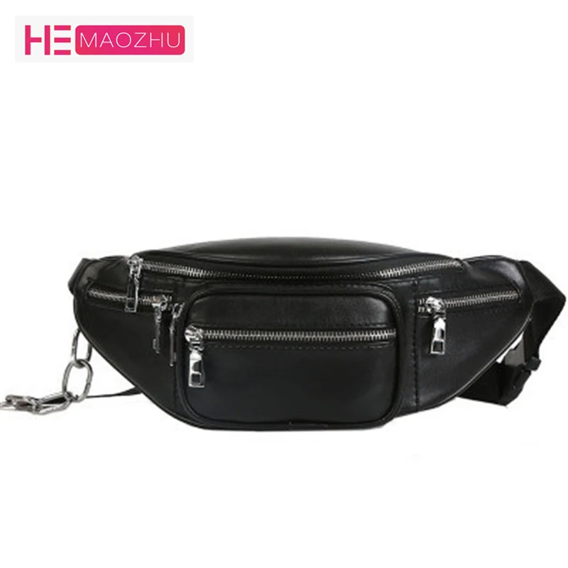 

HEMAOZHU PU New Women Waist Bag Multifunction Women Waist Pack Fashion Leather Phone Bags Small Belt Bag Cool Fanny Packs Women