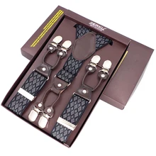 Мужские подтяжки повседневные Модные Подтяжки Высокое качество кожаные подтяжки Регулируемые 6 зажимов ремень