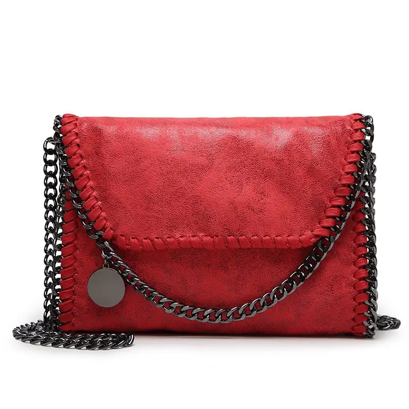 Сумка-конверт на плечо bolsa feminina carteras mujer сумка новая женская сумка из искусственной кожи Модная переносная сумка с 2 цепочками S1449 - Цвет: Красный